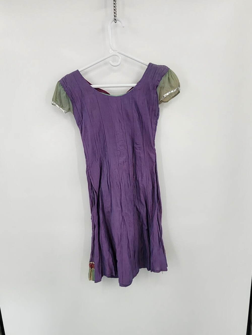 Girls Purple & Green Embellished Anarkali Dress with Dupatta, Size 7 Girl - Picture 5 of 10